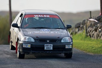 Hard driving: Ciaran Walsh and Aidan Gannon - second and first respectively in class 2 on the Dunlop National Rally Championship, and runners-up on the McAree Engineering Border Rally Championship.
