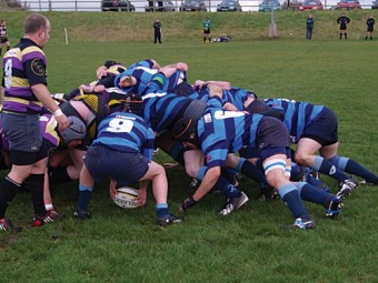 Getting the drive on: The Castlebar pack get ready to push on from a scrum in last weekends Connacht Junior League match.