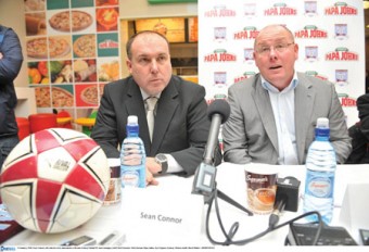 New Galway United manager Sean Connor (left) was unveiled this week by Nick Leeson, United CEO, in Supermac’s Eyre Square.  The Belfast man, who has signed a three years contract, replaces Ian Foster who left after a year of his two-year contract to take over Connor’s former job at Dundalk. 