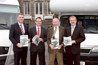Pictured at the launch of Caravan Cruise Ireland at Westport House and Country Park, County Mayo are (L/R) Karl Boyle, chief officer, Mountaineering Ireland; Jarlath Sweeney, managing editor, Caravan Cruise Ireland; Cathal Doyle, editor, Caravan Cruise Ireland; and Gerry Lane, advertising manager, Caravan Cruise Ireland.