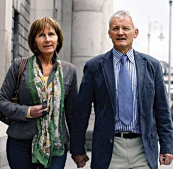 Retired Garda Sgt. Christopher Joyce and wife, Pauline of Glenard Avenue, Salthill, Co Galway. leaving court after the hearing