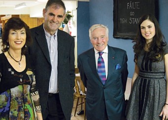 Raymonde and Donal Standún and their daughter Cliona, pictured with Feargal Quinn when he filmed the Retail Therapy show some time ago.
