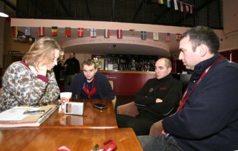 Airport staff Sheila Empey, Ronan McGoldrick, James Woods and Michael Duggan pictured at the terminal in Galway Airport this week as the sit-in continued. Photo: Hany Marzouk