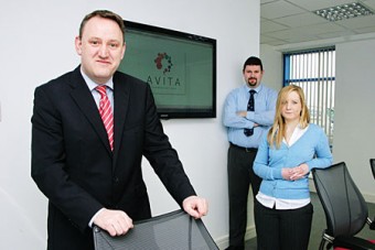Gordon Fahy of Avita Communications with his team of  Keith Shaughnessy (senior engineer) and Anita Walsh (accounts administrator). Photo:-Mike Shaughnessy