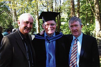 Eamon pictured with his friends Michael O'Connor and Joe Hanley on the occasion of Eamon’s receipt of an honorary degree from NUIG.