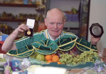 Eamon 'Chick' Deacy pictured with his League Championship medal, his Irish caps, and a Charity Shield medal from 1981. Photo: Hany Marzouk.