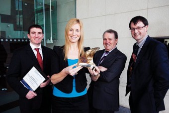 Pictured at the recent Ulster Service Business Awards event were Niall Murray, general manager, Collins McNicholas; Michelle Murphy, regional manager, Galway, Collins McNicholas; Colman Collins, managing director, Collins McNicholas; and Dermot O'Connell, director Galway & Midlands, Business Banking, Ulster Bank.