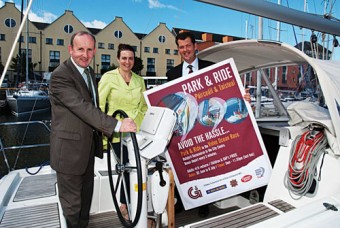 Joe Tansey (Galway Transportation Unit), Marie King McGovern (Bus Éireann) and Brian Connolly (Bus Éireann) at the recent launch of the Park and Ride for the Volvo Ocean Race.