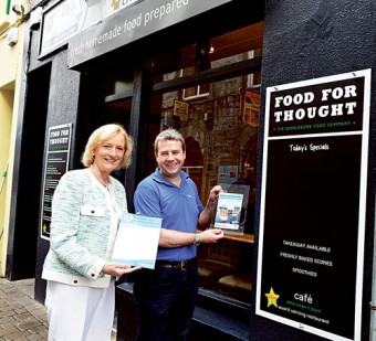Failte Ireland’s Anne Melia pictured with Food for Thought’s Kenneth Walsh.