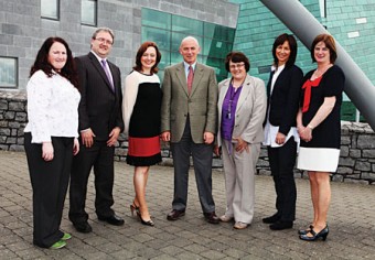 Announcing details of the new part-time BA in human resource management programme offered in GMIT’s Galway and Castlebar campuses from September, l-r: Carmel Brennan, head of dept, Business School, Galway campus; Michael Gill, head of dept, Castlebar campus; Clodagh Geraghty, lecturer, GMIT Castlebar; Dr Larry Elwood, head of the GMIT School of Business; Maureen Melvin, lecturer, Galway campus; Dr Deirdre Garvey, head of Lifelong Learning Centre, Castlebar campus; and Caroline Clare, lecturer, Castlebar.   
Photo: Aengus McMahon