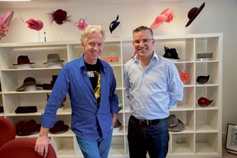 Philip Treacy pictured with Seamus Fahy at the Philip Treacy showroom, London.