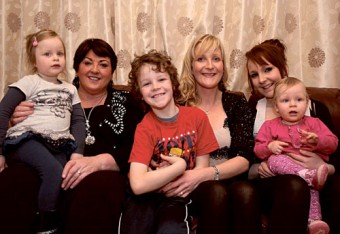 Una McDonagh, director of Supermac's pictured with Collette Mantane from Loughrea,  with her children Grace (6) , Gavin (8), Katie-Mae (14) months and Chloe (16) years, the winners of the Bring Them Home for Christmas Campaign by Supermac's.  This week RTE 2fm's Ryan Tubridy surprised Collette with the news live on air that her husband Patrick will be flown from Australia by Supermac's for Christmas. Picture: Hany Marzouk