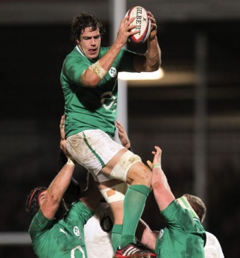 Mike McCarthy, O2 Ireland Wolfhounds, wins possession for his side in a lineout when England Saxons played Ireland Wolfhounds in Exeter last January. Picture credit: Matt Impey / SPORTSFILE