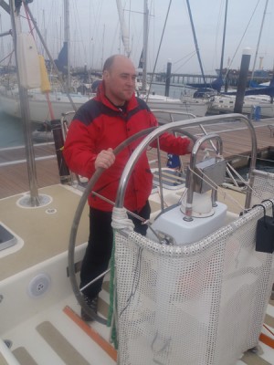 Jim, after losing the weight, preparing to take part in the Clipper Round The World Yacht Race.
