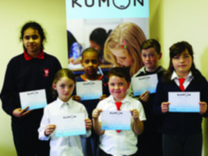 Maths achievers Trinity Villaruel, Shafy Mohammed, Timmy McSweeney, Rachel Corcoran, Joshua Corcoran, and Laura Folan, at the recent presentation of certificates at Kumon Galway City West.