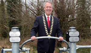 Mayor of County Galway Liam Carroll in training at the Outdoor Gym in Oranmore for the election day battle.