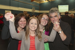 Sinn Fein&#039;s Mairead Farrell with her mother Jenny, sister Medb and father Niall after being elected to Galway City Council at the count in Westside Community Centre on Saturday. Photo:-Mike Shaughnessy