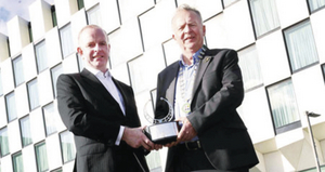 Tom Dennigan of Continental Tyres Ireland with Austin Shinnors, chairman of the IMWA, outside The Marker Hotel, Grand Canal Square, where the Continental Irish Car of the Year awards event will be held on Friday November 28.

