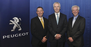 Pictured from left to right: Des Cannon, managing director at Gowan Distributors Limited, Peugeot importers in Ireland; Brian Kenny, dealer principal at Kenny Galway; and Colin Sheridan, sales and marketing director at Gowan Distributors Limited.