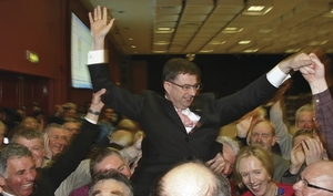 FF TD Eamon &Oacute; Cu&iacute;v celebration his re-election to the D&aacute;il in 2011. Photo:- Mike Shaughnessy.