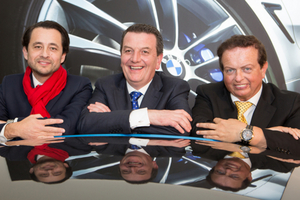 Pictured (L-R) Paulo Alves, managing director of BMW Ireland, Colm Quinn, and Marty Morrissey of RTE. 