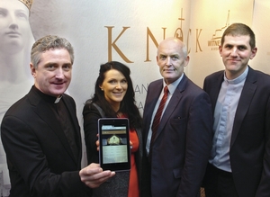Attending the launch of Knock Shrine&rsquo;s sleek new website in Knock House Hotel was rector and PP Fr. Richard Gibbons, Maria Hunt, marketing and communications manager, Shrine manager David McConn, and Fr Patrick Burke, CC Knock. Photo: Henry Wills.