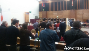 A hive of activity - the Galway West count centre in NUIG.