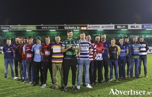 Representatives from the Connacht Junior sides including, Ballina, Westport, Castlbar, Ballinrobe, Claremorris and Ballyhaunis at the launch of the Connacht Junior Cup in the Sportsground last weekend. Photo: Inpho.