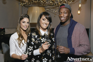Roisin Nolan from Catwalk Models, Vicky Casey, Caprice Cafe owner and Niye  Adeolokun, Connacht Rugby attending the West of Ireland Launch of Skinny Prosecco at Caprice Cafe.  Photo: Paul Fennell