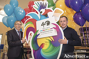 Pat McDonnell, founder, and Aidan McDonnell, director, Pat McDonnell Paints, celebrate the company&#039;s fortieth anniversary. Recognised now as &#039;Ireland&#039;s brightest paint stores&#039;, Pat McDonnell Paints offers a host of customer services including free delivery to customers&#039; homes or businesses, free in-store colour consultancy, and expert advice from its team. Picture: John Allen