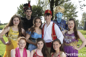 Cast members of Twin Productions&#039;s Aladdin jr - The Musical: Jessica McDonagh, Keith Hanley, Emily Macken, Niall Caulfield, Michael Healy and Alex Healy (front row) Bl&aacute;naid Molloy, Sarah Murphy and Aisling Carroll. Photo:- Mike Shaughnessy