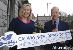 2018 European Region of Gastronomy programme co-ordinator Elaine Donohue, and Galway County Council&rsquo;s Alan Farrell. Photo:- Mike Shaughnessy