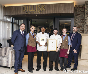 Stephen O&#039;Connor, general manager, Harbour Hotel; Aoife Miller; chef Jean Claude Emverivi; head chef Patrick Anslow; and Dan Regan.