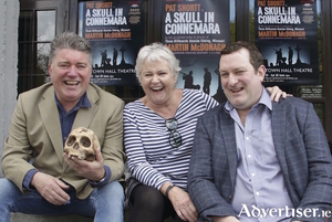 A Skull in Connemara actress Maria McDermottroe with co star Pat Shortt and director Andrew Flynn. Photo:- Mike Shaughnessy 