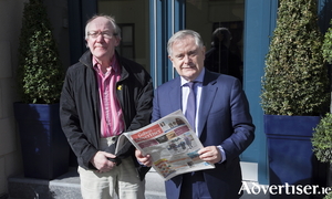 Labour leader Brendan Howlin and the Galway Advertiser&#039;s Charlie McBride.
