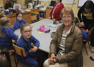 Sophie Brannick and Phyllis Brannick at grandparents day at Scoil Chom&aacute;in Naofa Roundfort