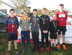 The Swinford U13 Boys team winners of the team event at the C&amp;C Cellular/Vodafone Mayo Uneven Ages Cross Country Championships hosted by Moy Valley Athletic Club in Belleek recently. 