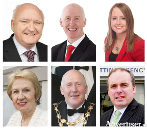 Among the Galway City East candidates are (clockwise LtoR) sitting councillors DEclan McDonnell, John Walsh, Mairead Farrell, Terry O&#039;Flaherty, Noel Larkin, and Mike Crowe.