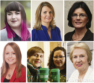 A number of the women running for election in May&#039;s Local Elections (LtoR): Sharon Nolan (Som Dems), Clodagh Higgins (FG), Colette Connolly (Ind), Mairead Farrell (SF), Pauline O&#039;Reilly and Martina O&#039;Connor (Greens), and Terry O&#039;Flaherty (Ind)