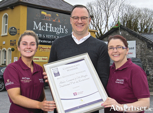 Aiden Leonard of McHughs Traditional Pub &amp; Restaurant, Tuam Road, Castlegar was the Connaught Winner of Best Manager  at the Irish Restaurants Awards 2019.Pictured with Aiden are staff Elaine Fahy and Sinead Monaghan.Photo:-Mike ShaughnessyAiden Leonard of McHughs Traditional Pub &amp; Restaurant, Tuam Road, Castlegar was the Connaught Winner of Best Manager  at the Irish Restaurants Awards 2019. Pictured with Aiden are staff Elaine Fahy and Sinead Monaghan. Photo:-Mike Shaughnessy

