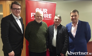 The Mayor of Galway, Cllr Niall McNelis, Liam Boyle, John McDonagh, and Labour EU Parliament candidate, Dominic Halligan.