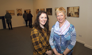 Bernadette Grennan, (Director Linenhall Arts Centre Castlebar) pictured with Anne Naughton,  at the official opening of Photographic Exhibition by Photographer Nathalie Daoust&#039;s Korean Dreams. The exhibition runs until May 11. Photo: Michael Donnelly