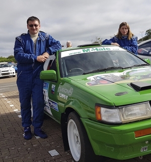 John Warren and his co-driver Ruthann O&#039;Connor with their car