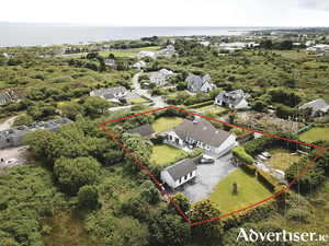 Aerial image of the spacious home and chalet in Spiddal.