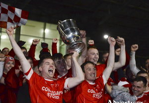 Champions celebrations:  Ballintubber celebrate winning the Mayo Senior Football Championship. Photo: Sportsfile. 
