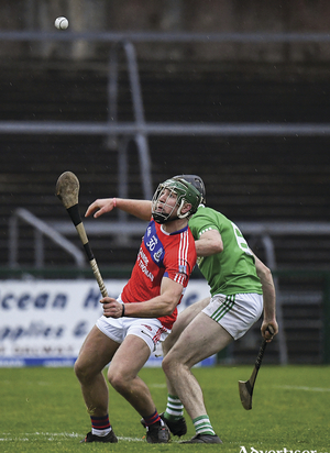 Goalscorer Fintan Burke of St Thomas. in action against Sean Morrissey of Liam Mellows at the Galway County Senior Club Hurling Championship final between Liam Mellows and St Thomas&#039; at Pearse Stadium in Galway. 
Photo by Harry Murphy/Sportsfile