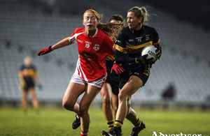 Katelyn Mee of Kilkerrin-Clonberne and Sile O&#039;Callaghan of Mourneabbey during the All-Ireland Ladies Senior Club Championship final  at LIT Gaelic Grounds in Limerick. Photo by Eoin Noonan/Sportsfile 