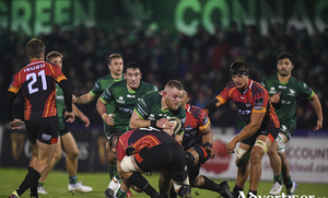  On the charge: Finlay Bealham of Connachtm supported by Denis Buckley, Kyle Godwin, Jack Carty and Colby Fainga&#039;a, against the Isuzu Southern Kings at The Sportsground in Galway, before heading to Gloucester for Sunday&#039;s Champions Cup third round.
 Photo by Eoin Noonan/Sportsfile