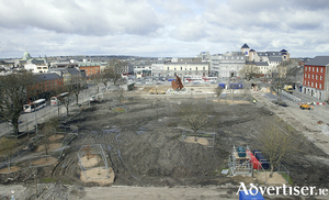 Eyre Square during its reconstruction in 2004. Photo:- Mike Shaughnessy