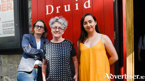 Sonya Kelly, Crist&iacute;n Kehoe, and Garry Hynes at the launch of Druid&rsquo;s Season of New Writing at The Mick Lally Theatre during Galway International Arts Festival 2018 ,which featured the premieres of two previous debuts, Furniture by Sonya Kelly and Shelter by Crist&iacute;n Kehoe. Photo:- Boyd Challenger.